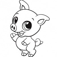 Cheerful Animated Outline Baby Pig Tattoo Design Tattooimages Biz