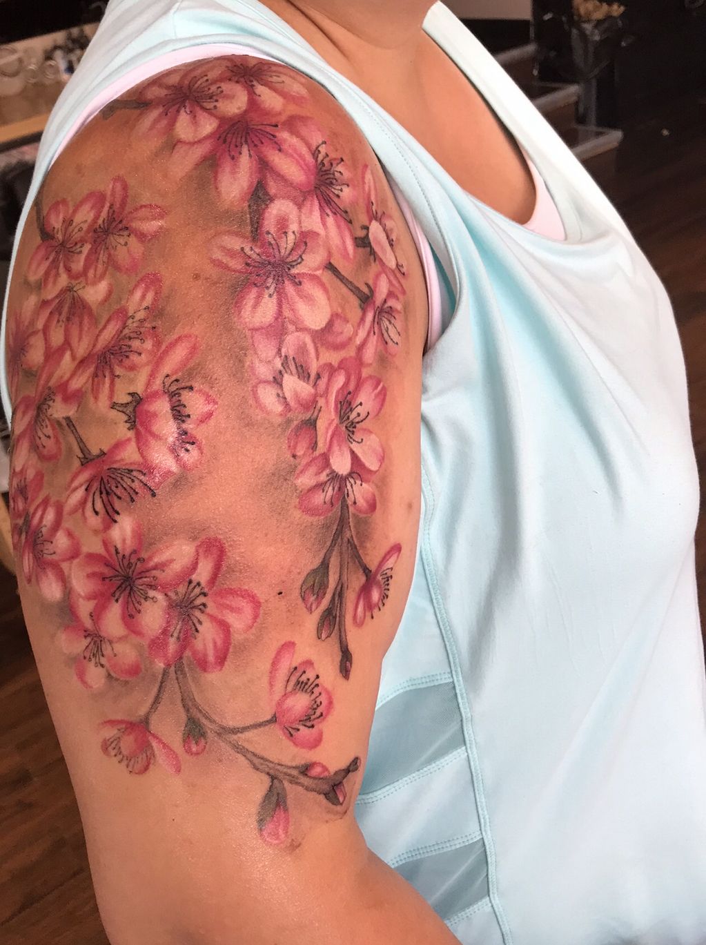 Cherry Blossom Shoulder Tattoo Girlterestmag