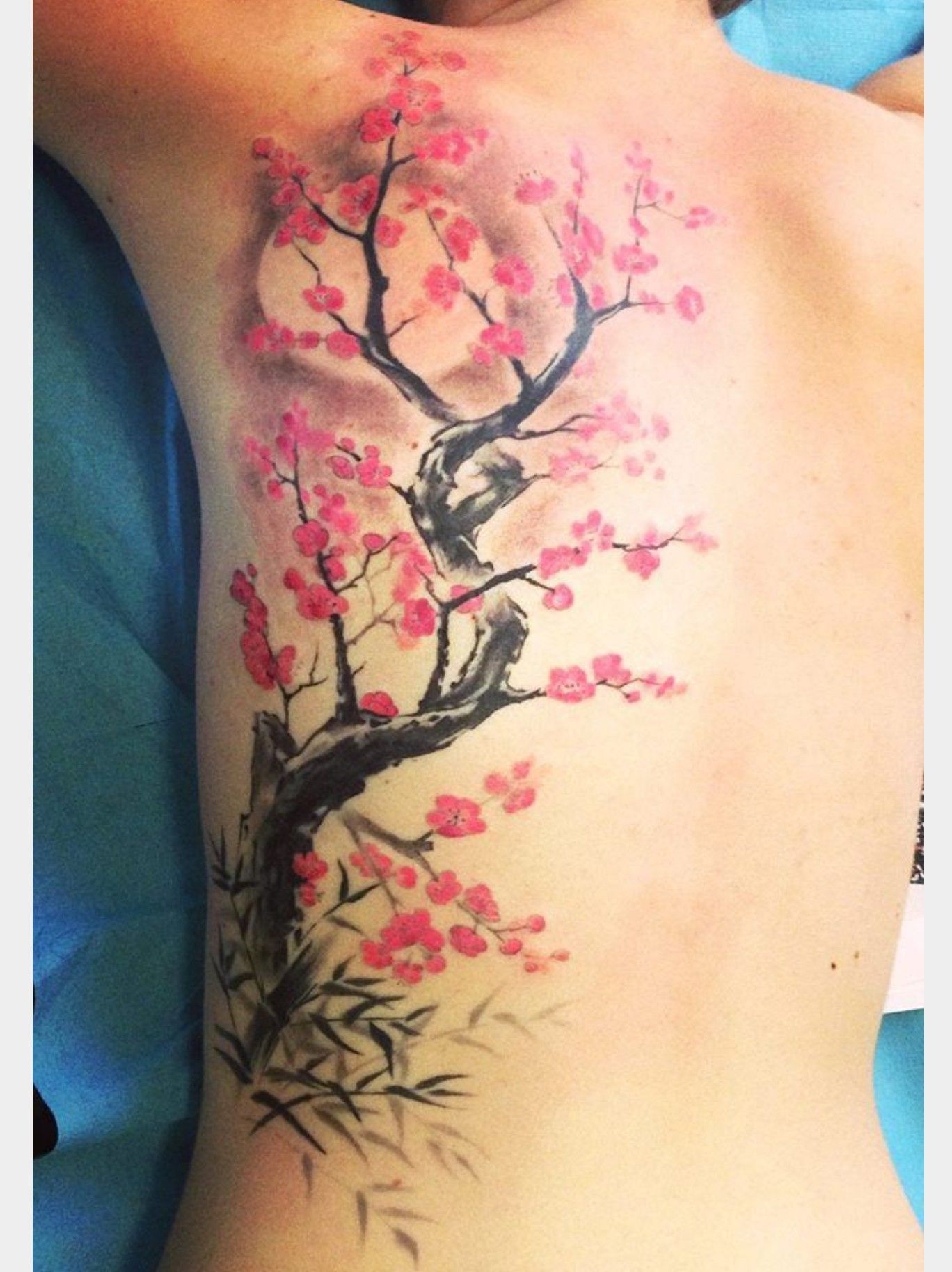 Cherry Blossom Tree Leg Tattoo