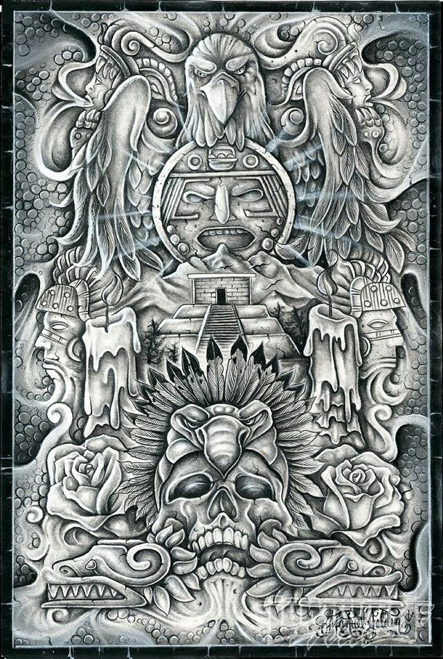 Chicano Arte Mayan Tattoos Aztec Art Lowrider Art