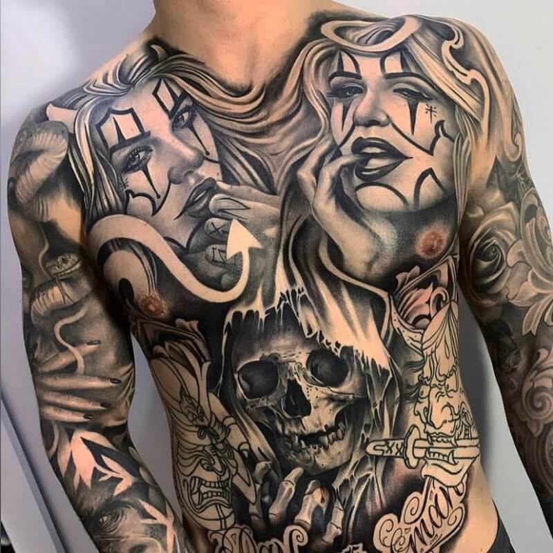 Chicano Stomach Lettering Tattoo Styles and Meanings