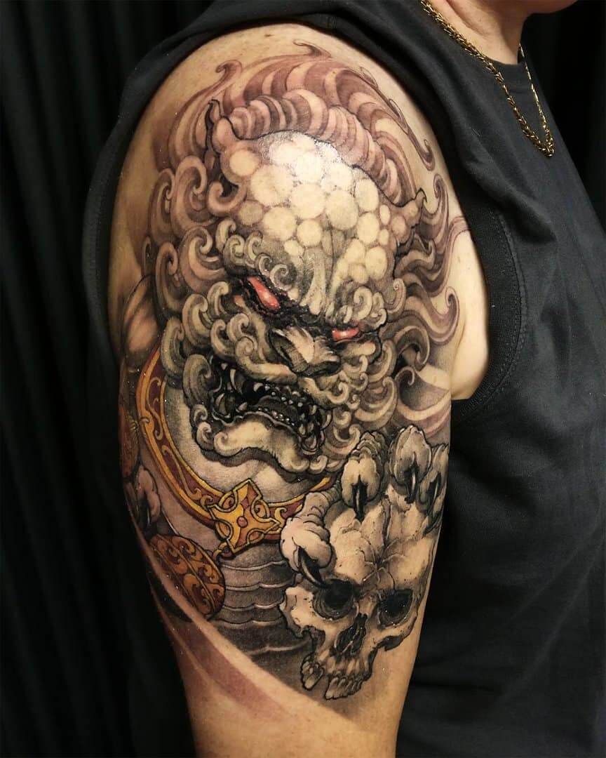 Chinese Stone Lion Tattoo: Symbolism and Meanings Unveiled