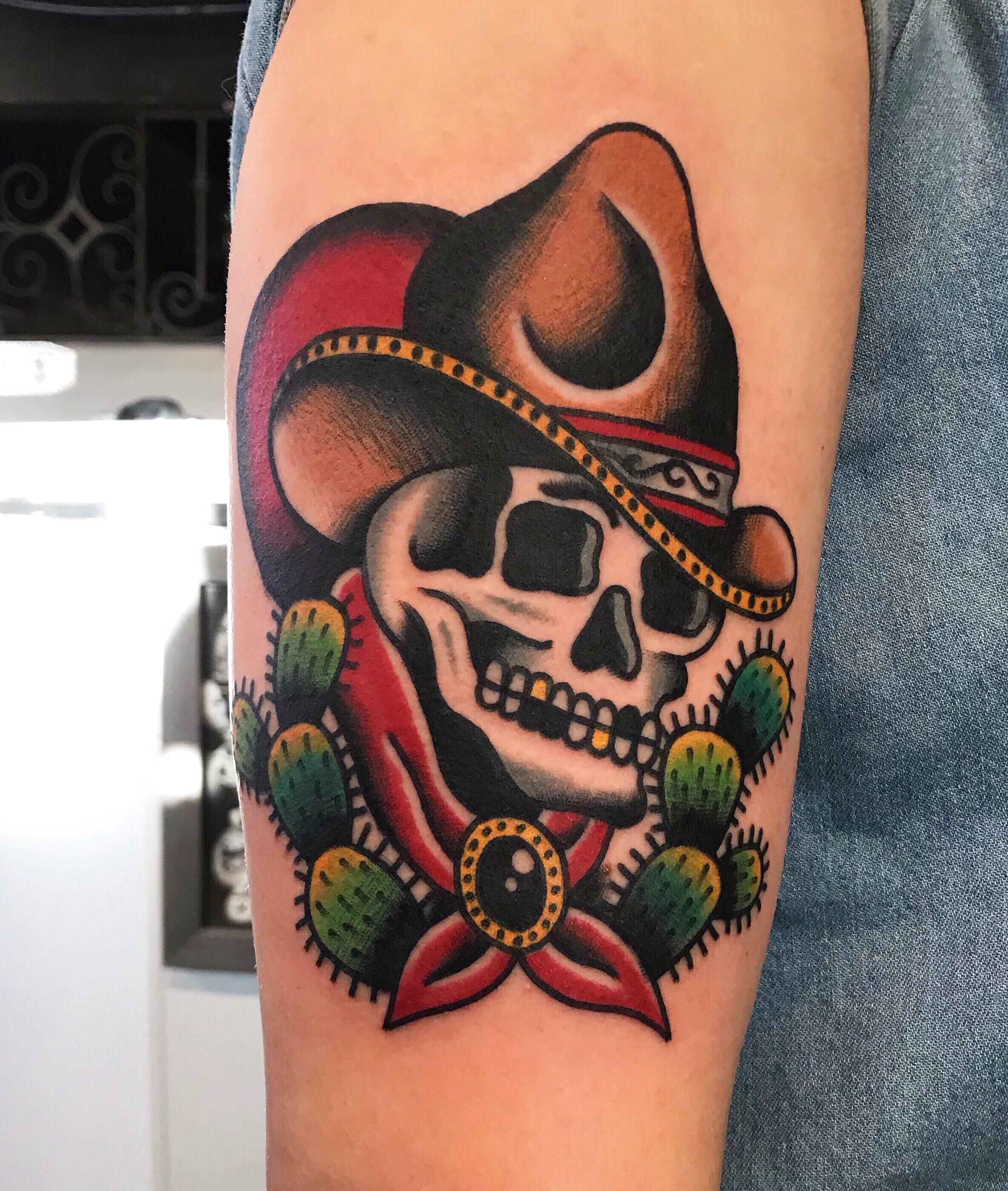 Classic Cowboy Skull By Me Nicholas Adam Visible Ink Tattoo Malden