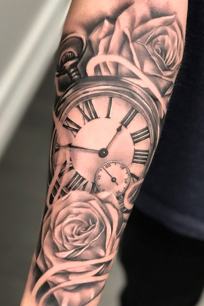 Clock And Rose Tattoo Design Tattoo Designs Tattoo Pictures