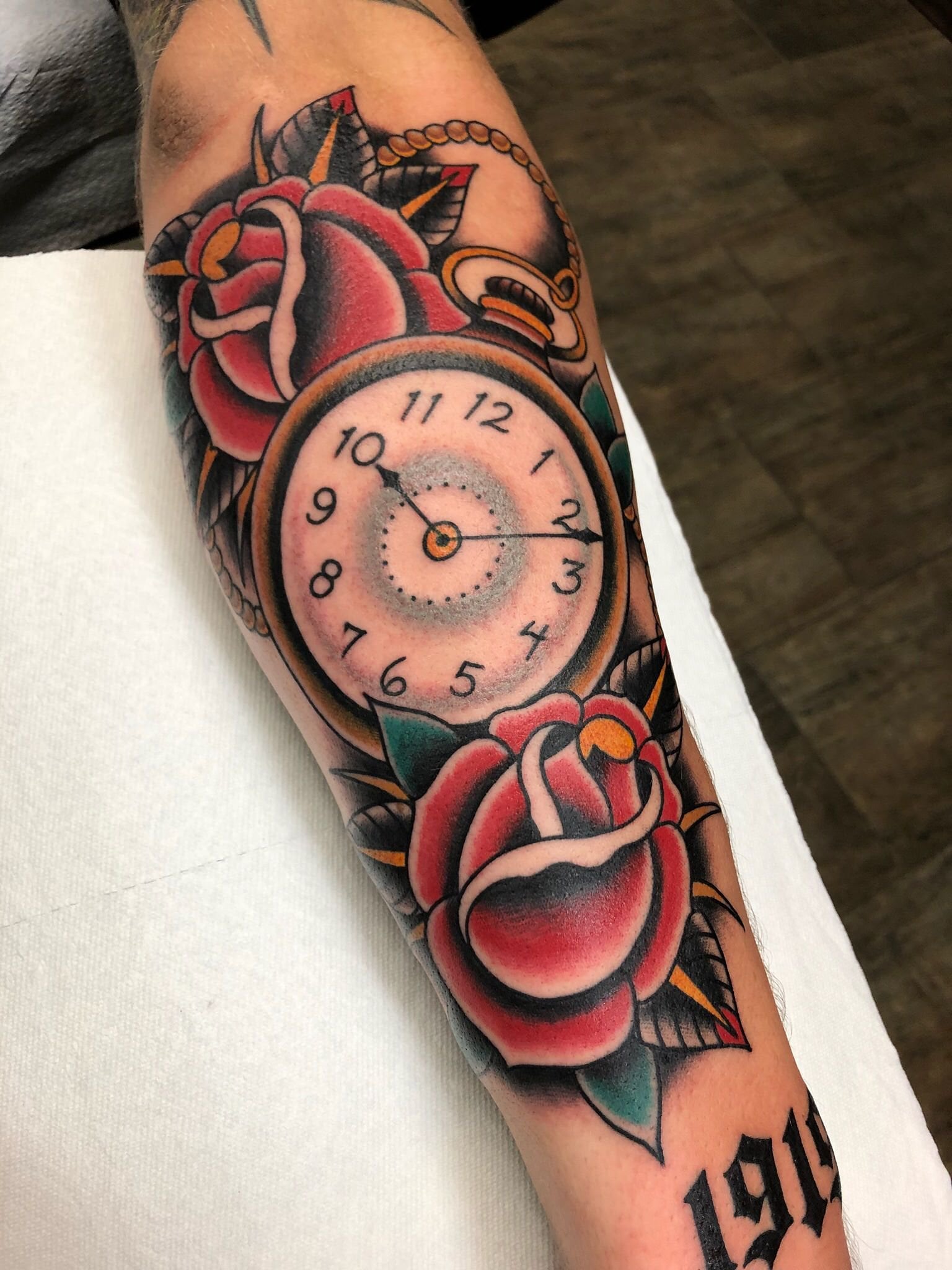 Clock Roses By Jacob Doney At Envision Tattoo Grand Terrace Ca