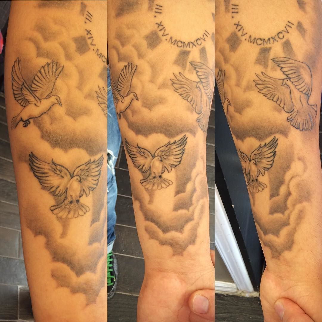 Cloud And Dove Tattoos