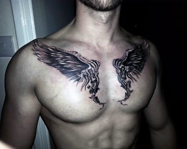 Collar Bone Wing Tattoos For Men