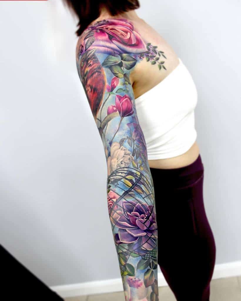 Color Flower Half Sleeve Tattoo By Andy Chambers Tattoonow