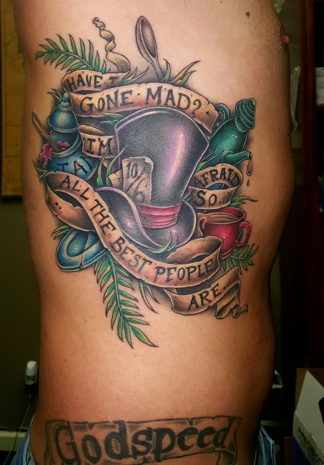 Colorful Alice In Wonderland Mad Hatter Tattoo By Kinsey Roehm At