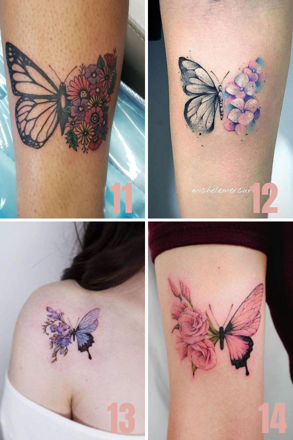 Colorful Feminine Butterflies Tattoo On Girl Left Half Sleeve Butterfly Tattoos For Women