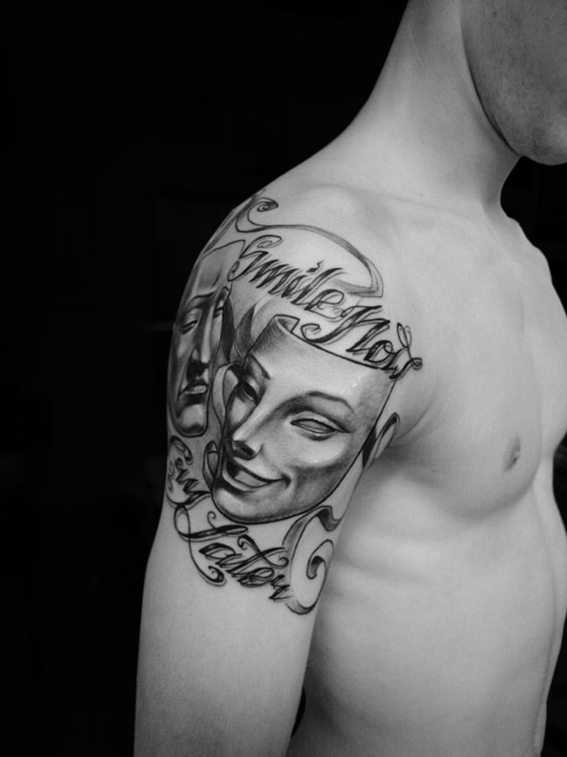 Comedy And Tragedy Masks Tattoo Meaning Comedy Walls