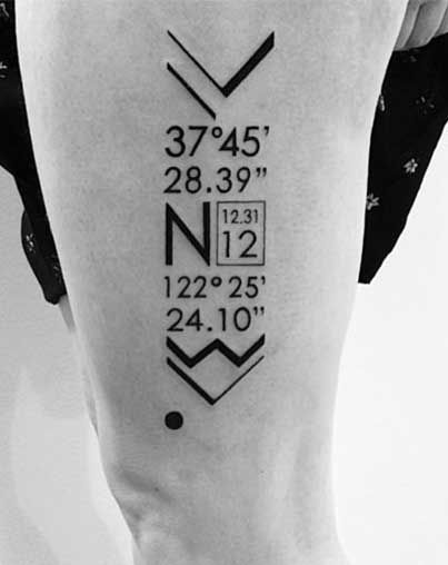 Couple Tattoo Longitude And Latitude Of A Special Place Tattoos Couple Tattoos Body Mods