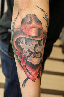 Cowboy Skull Tattoo By Buddy Holiday At Downtown Tattoo Las Vegas Nevada