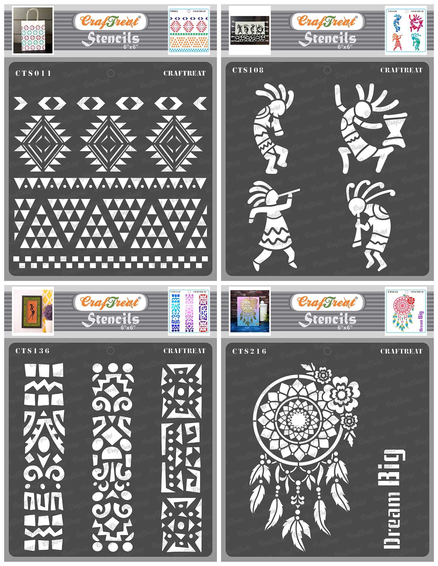 Craftreat Tribal Stencils For Painting On Wood Wall Tile Canvas