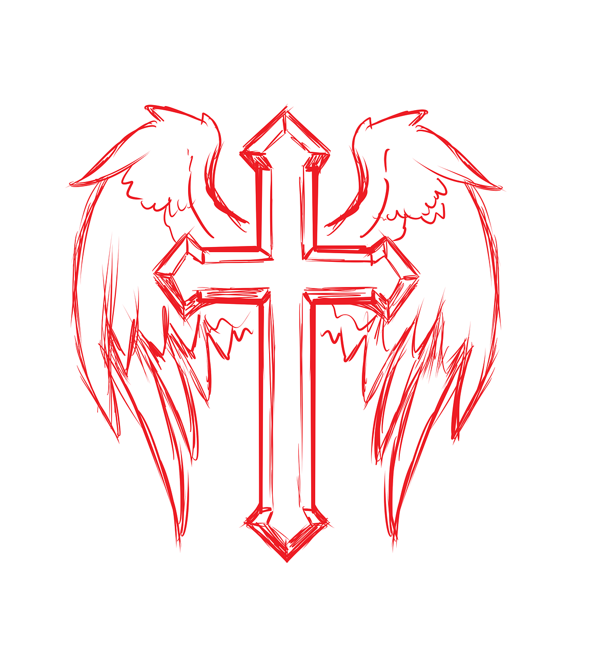 Cross And Wings Tattoo On Back Tattoos Designs