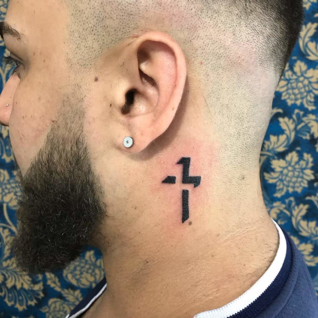 Cross Behind Ear Tattoo Ear Tattoo Tattoos Behind Ear Tattoo