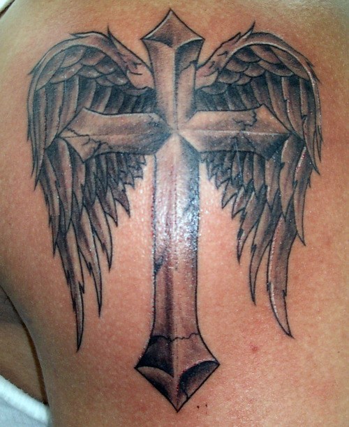 7 Angelic Tattoo Ideas: Cross with Angel Wings