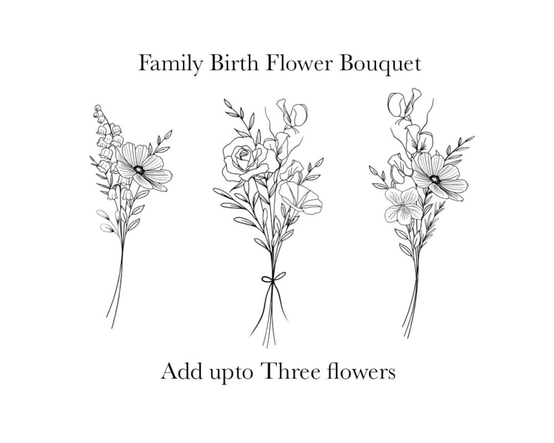 Custom Birth Flower Bouquet Family Birth Month Tattoo Design Up To 4