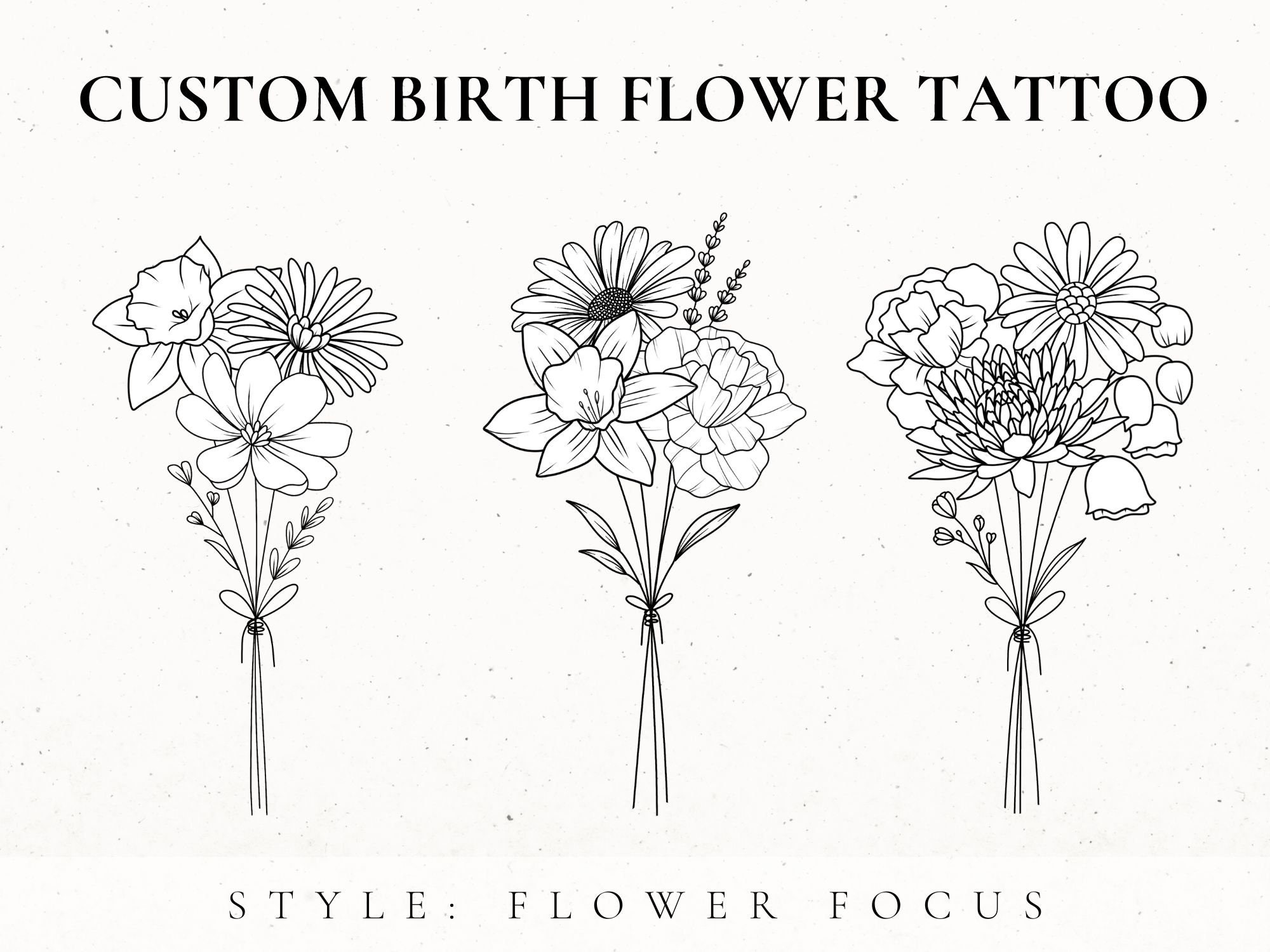 Custom Birth Flower Tattoo Design Birth Month Flower Svg Etsy In 2021