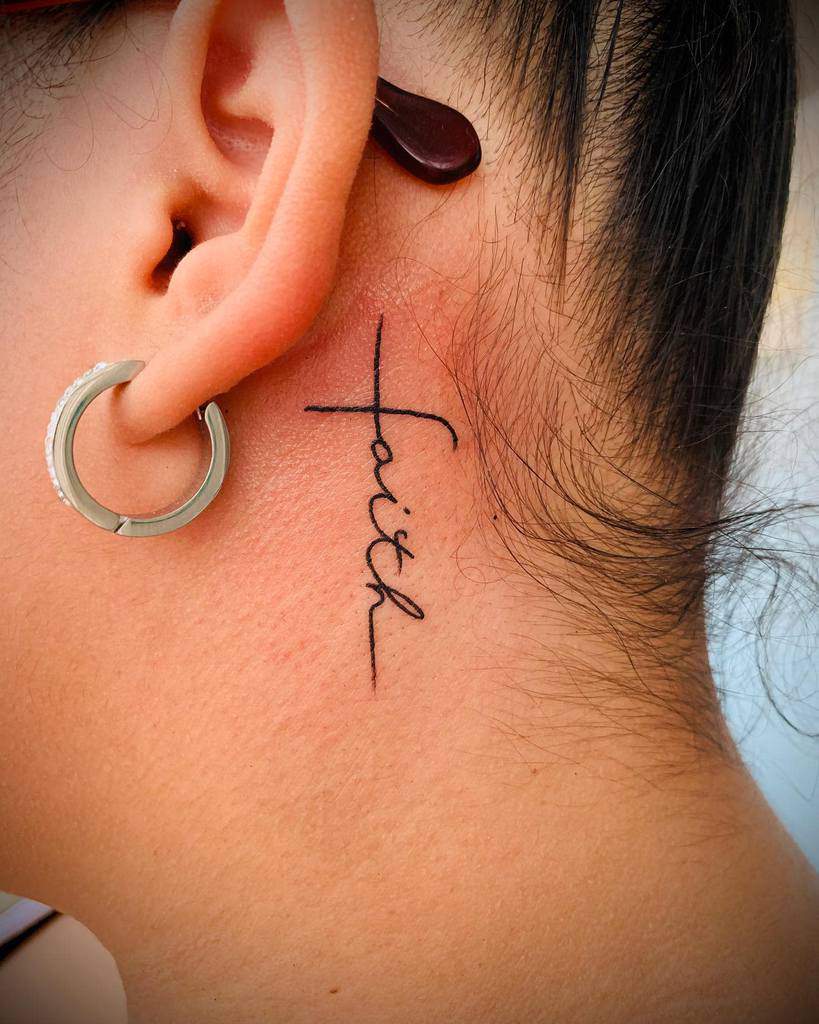 Cute Cross Behind The Ear Small Cross Tattoos Behind Ear Tattoo