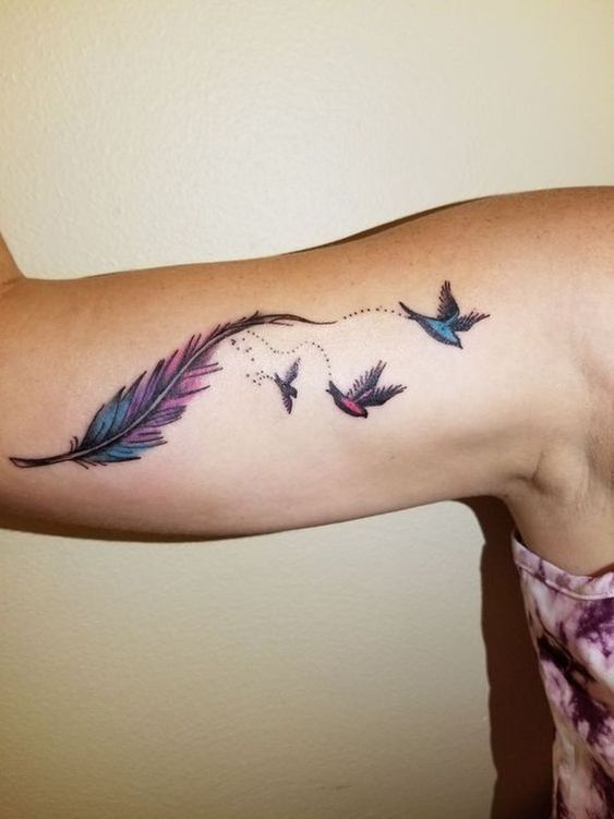 Cute Feather Foot Tattoos