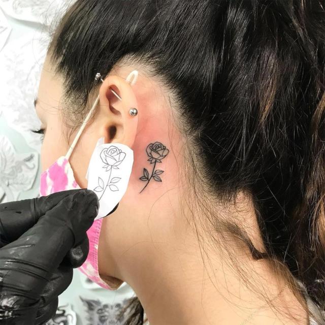 Cute Feather Tattoo Behind Ear Tattoos Designs