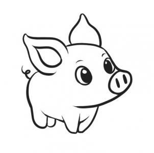 Cute Small Outline Pig Figure Tattoo Design Tattooimages Biz