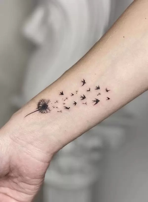 Dandelion Tattoo With Birds Meaning Google Search Dandelion Tattoo