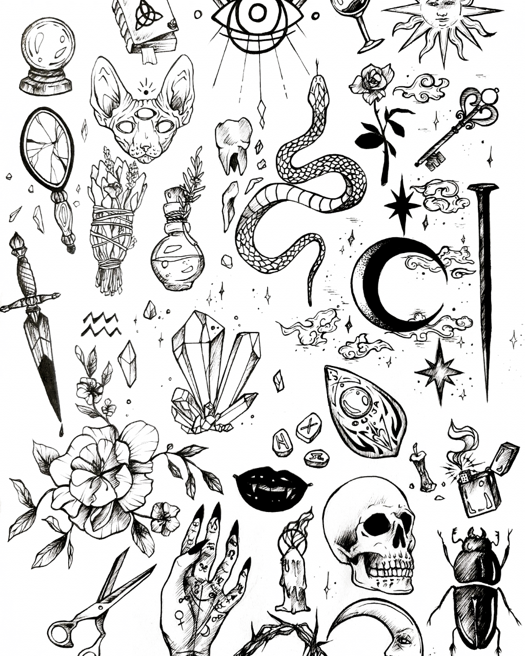 Design A Sheet Of Tattoo Flash By Corinnetattoos Fiverr