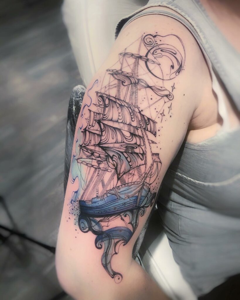 Discover More Than 70 Traditional Pirate Ship Tattoo Best In Cdgdbentre