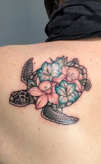 Discover More Than 76 Turtle With Flower Tattoo In Cdgdbentre