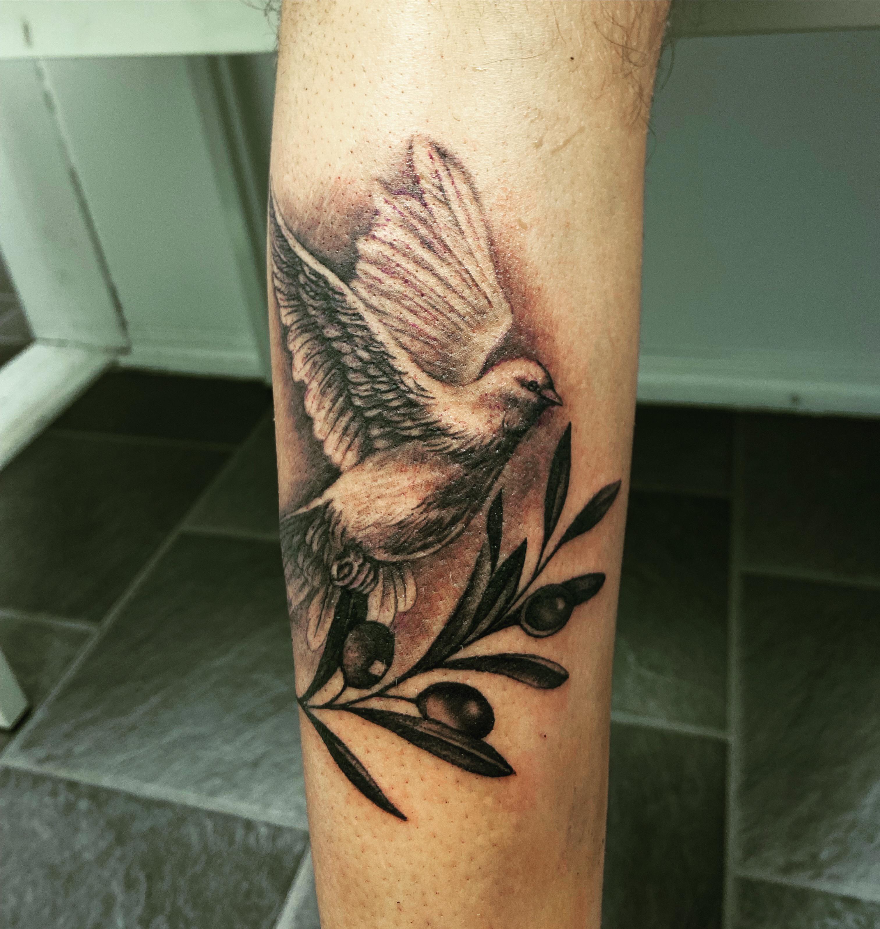 Dove With Olive Branch Done By Lin Hammett At Blekk In Oslo R Tattoos