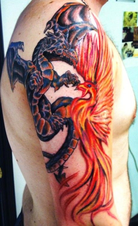 Dragon And Phoenix Tattoo Designs