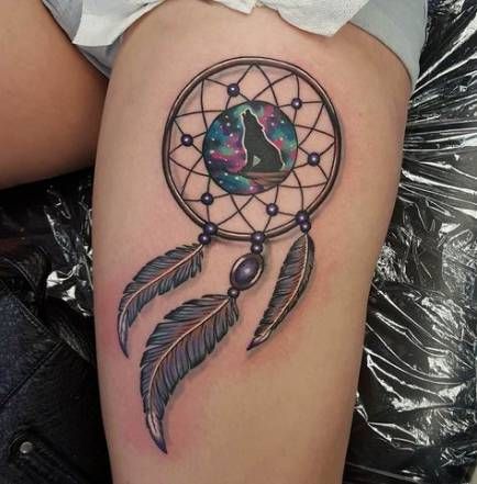 Dreamcatcher Tattoos With Wolves