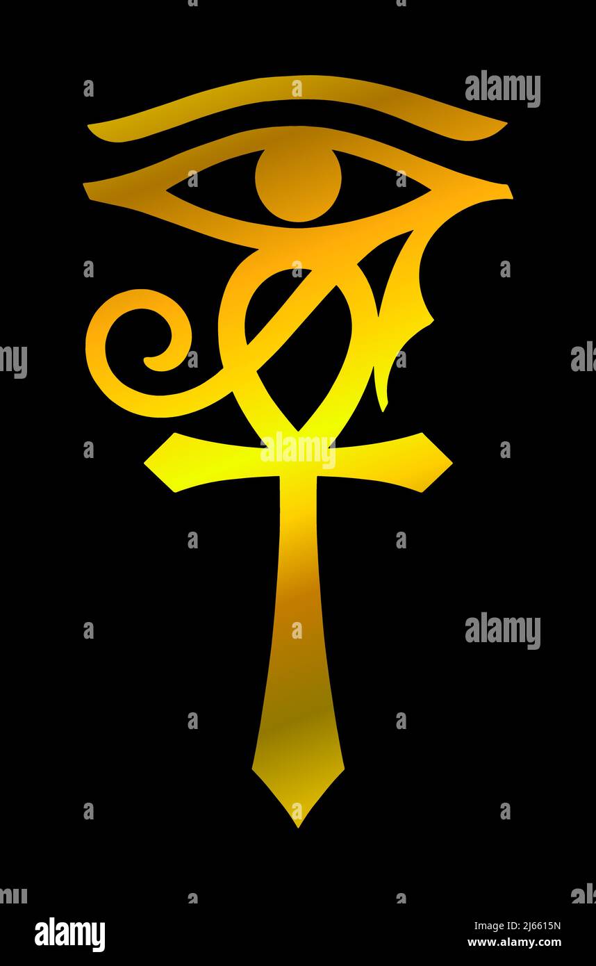 Egyptian Symbol Ankh With Eye Of Horus Vector Illustration Stock