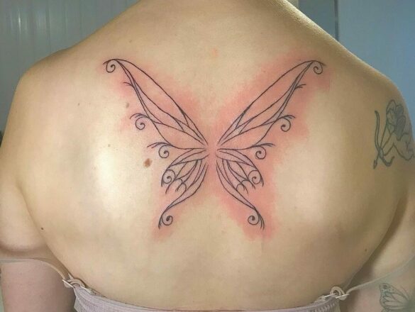 Fairy Wing Tattoo On Upper And Lower Back