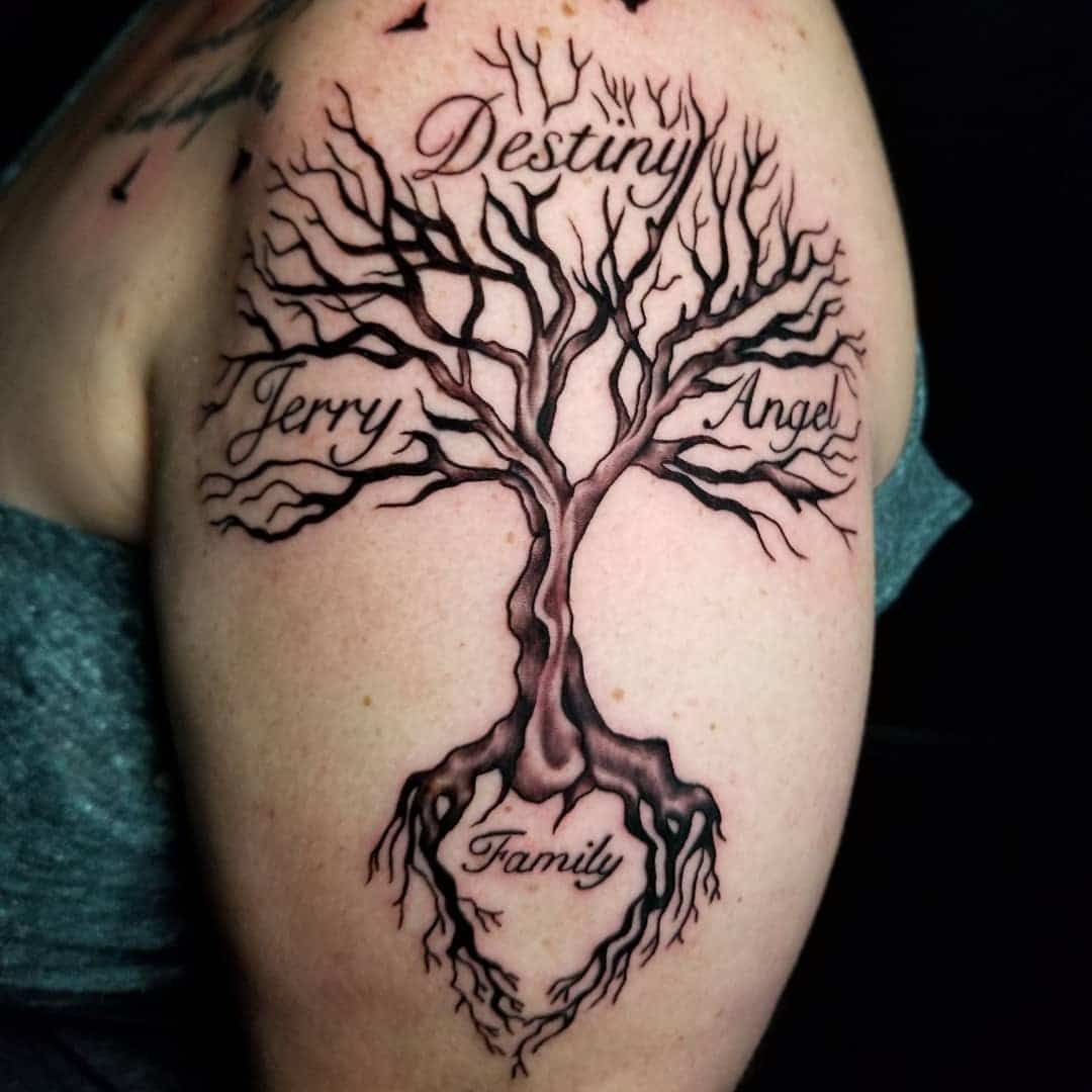 Family Tree Tattoo 3 Generations And Family Names Used Family Tree