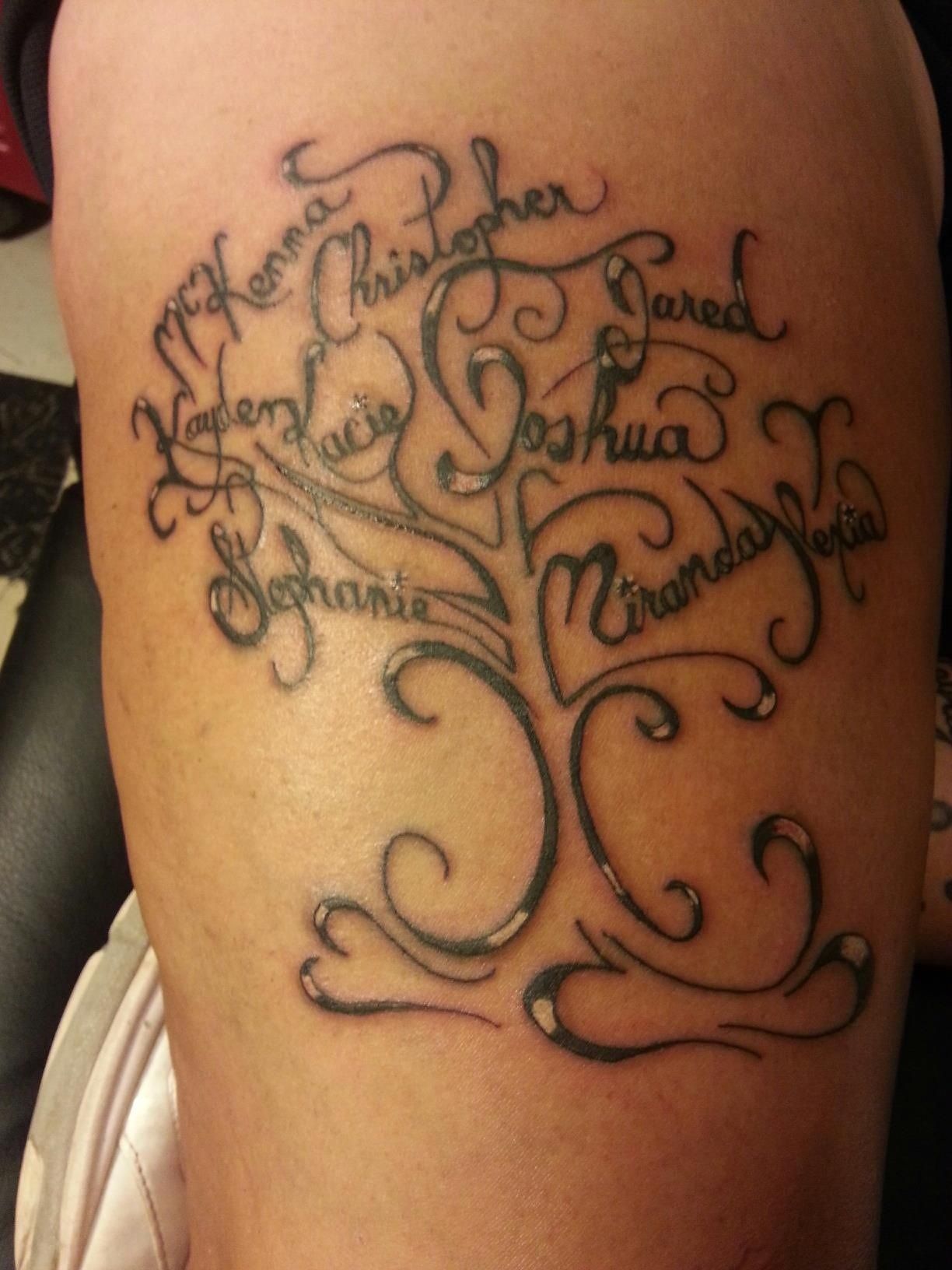 Family Tree With Everyone Amp 39 S Name Tattoo By Eric Moser Family Tree Pinterest Initials