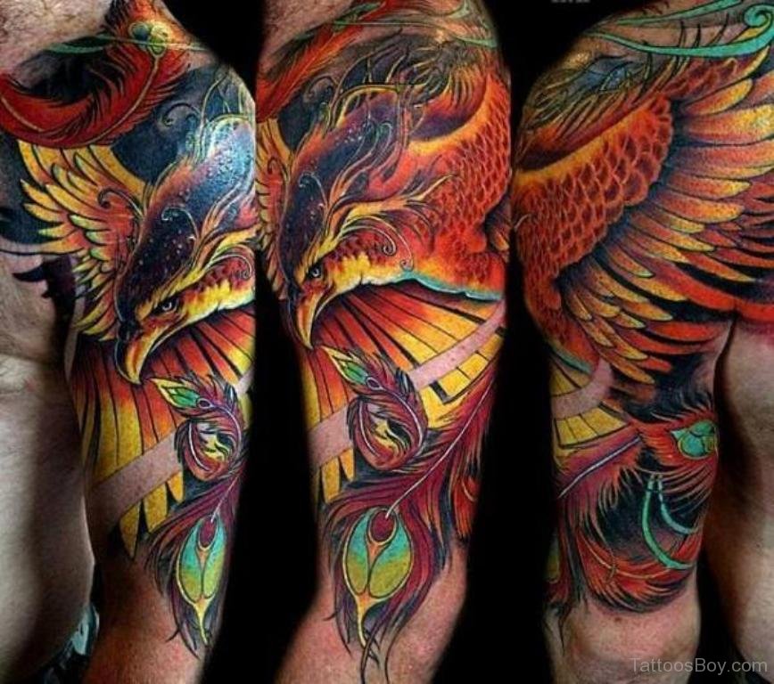 Fantastic Phoenix Tattoo On Half Sleeve Tattoo Designs Tattoo Pictures