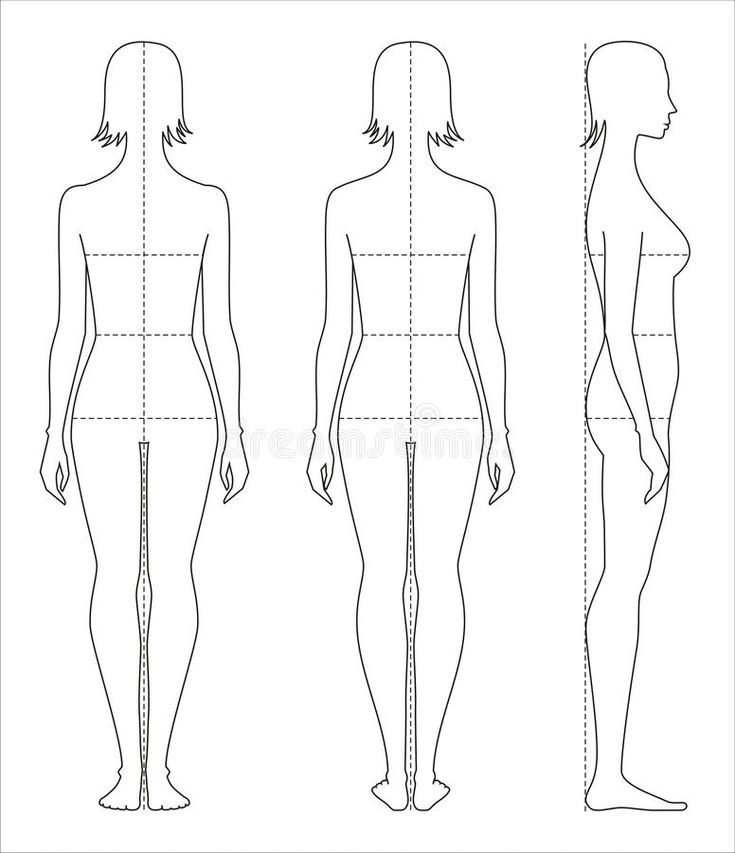 Female Body Template Front Back And Side