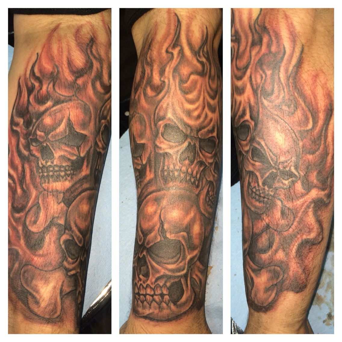 Flaming Skulls Skull Sleeve Tattoos Skull Sleeve Tattoo Sleeve Designs