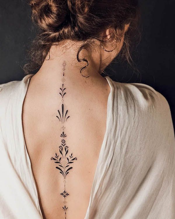 Floral Spine Tattoo Floral Back Tattoos Spine Tattoos For Women