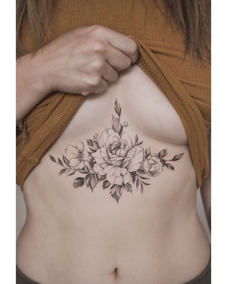 Floral Sternum Piece By Tattooist River Sternum Tattoo Nature Chest