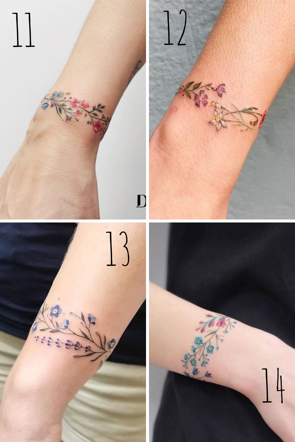 Floral Wrap Around Wrist Tattoo