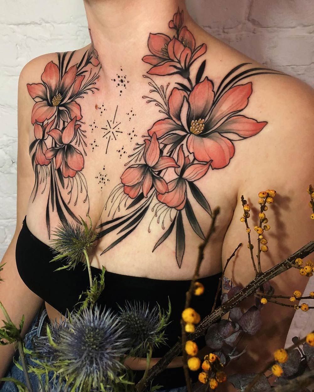 Flower Chest Tattoos Best Tattoo Ideas Gallery