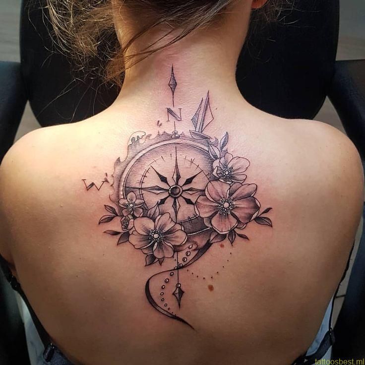 Flower Compass Tattoo In 2022 Tattoos Compass Tattoo Nature Tattoos