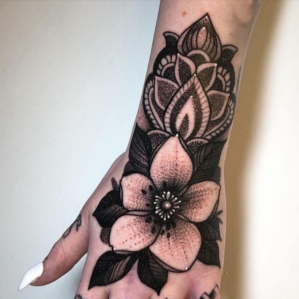 Flower Hand Tattoos For Girls