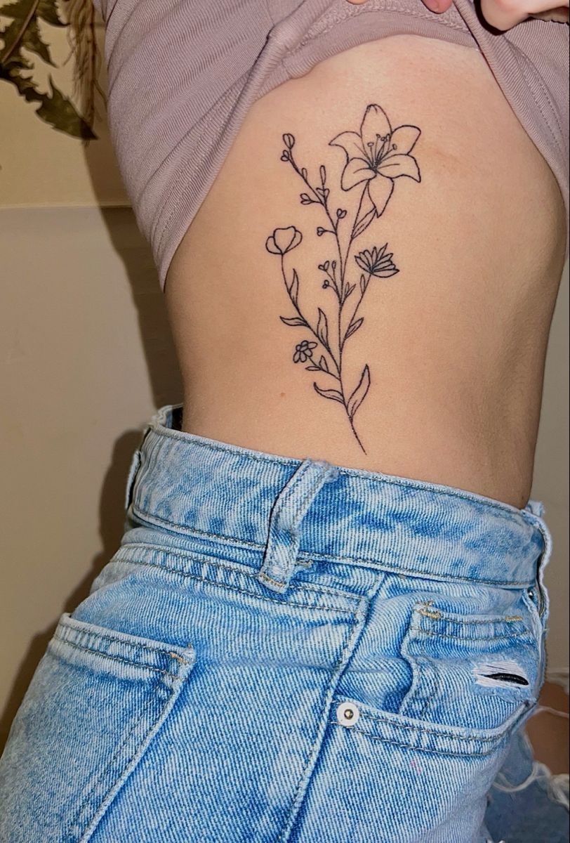 Flower Side Rib Tattoo Inspo Wildflower Tiger Lilly Tattoo Design