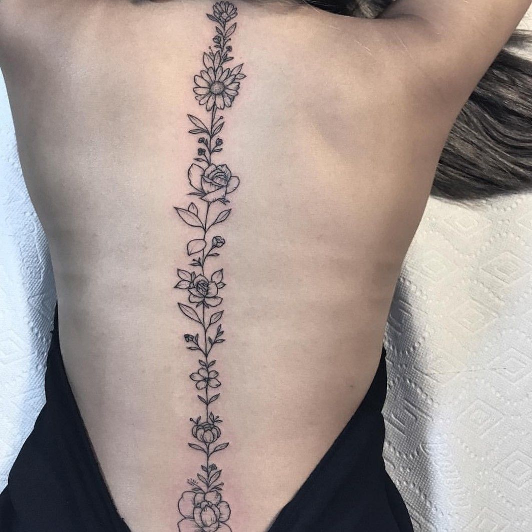 Flower Spine Tattoo Design