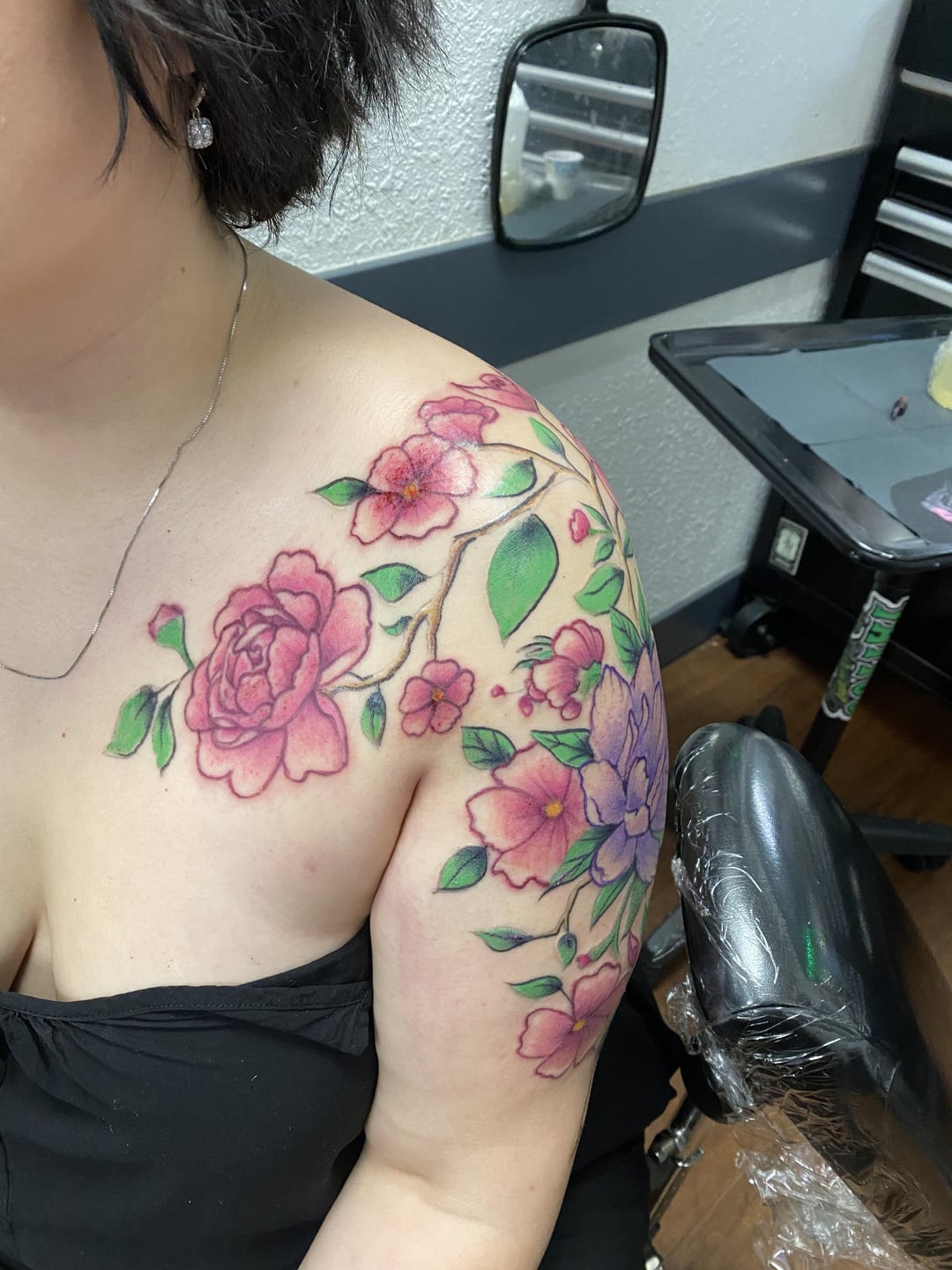 Flower Tattoo By Elf At Emerald Tattoo Piercing Lodi California